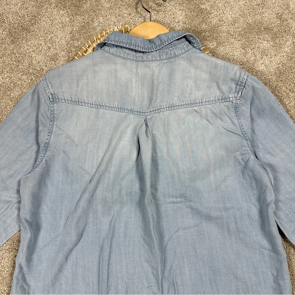Cloth & Stone Long Sleeve Point Collar Chambray Denim Shirt Button Front Blue L - Picture 9 of 16